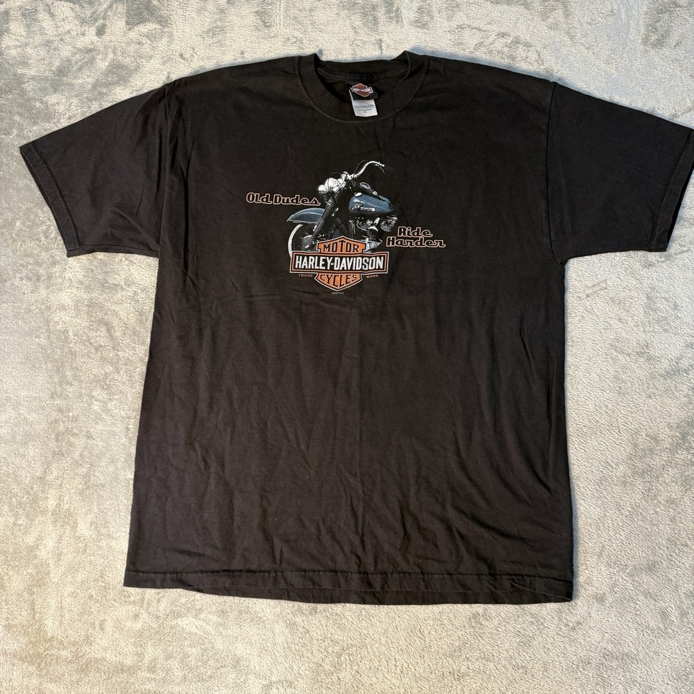 Vintage 2007 Harley Davidson Plattsburgh NY T Shirt Mens XL Black Old Dudes